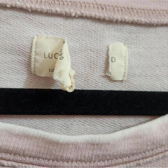 Lucky Brand Pink Oversize 3/4 Sleeve Asymmetrical graphic top size M - Picture 5 of 8